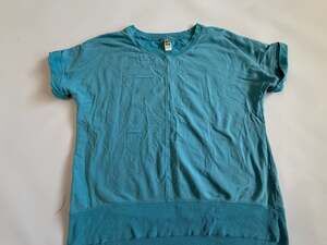Greentea Womens Teal Blue Short Sleeve Casual Tee Size S